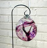 Outdoor Living : Burgundy and Purple Hand-blown Glass Sun Catcher Gazing Globe with Shepherds Hook