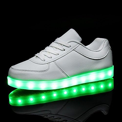 Adidasss Women USB Charging LED Shoes Flashing Sneakers Unisex Men USB Charging Light Colorful Glowing Leisure Flat Shoes Dance Shoe -White/US 5