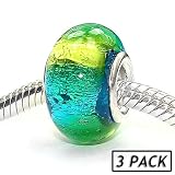 Coastal Collection Silver Glass Beads (3 Pack) - Tropical Paradise (Pandora and Chamilia Compatible)