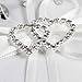 OurWarm Double Heart Wedding Flower Girl Basket White Satin Rhinestone Decor Royal Blue/Deep Blue Wedding Party Favor