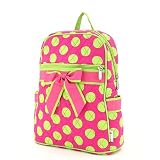 Belvah Quilted Polka Dots Print Backpack Purse - Pink/Lime (11x13x4.5)