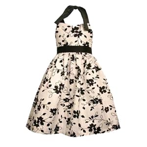 Bonnie Jean Little Girls 4-6X BLACK WHITE FLORAL SHANTUNG HALTER Special Occasion Wedding Flower Girl Easter Pageant Party Dress