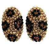 7/8 X 1 3/8 Swarovski Crystal Pave Clip On Earring In Leopard