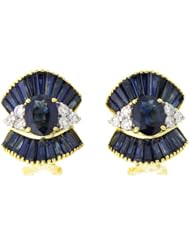 Eternity Diamond Blue Sapphire Earrings 18K Yellow Gold [E0040]