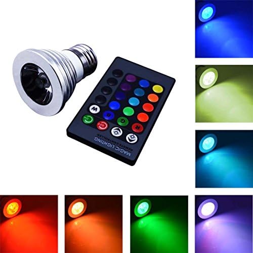 GREXISTAR 3W E27 16-color Changing RGB LED Spot Light Bulb Lamp Lights IR Remote Control for Indoor Decorative and Party