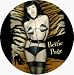 Bettie Page - In Metal Cone Bra on Brown Zebra Print - Round Sticker / Decal (Betty P...