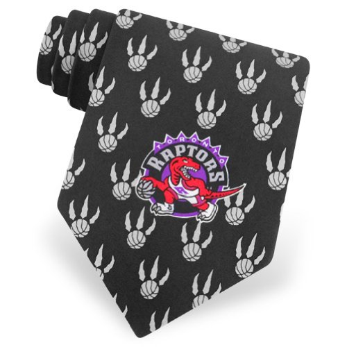 Men's Toronto Raptors Logos Silk Silk Tie by NBA in Black
