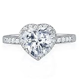 Valentines Day Bling Jewelry 925 Sterling Silver Heart Cubic Zirconia Ring