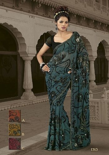 Bollywood Blue Wedding Party Designer Indian Sari Saree