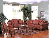 3pcs Georgian Floral Chenille Fabric Sofa, Loveseat & Chair Set