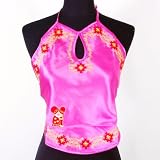 Floral Satin Halter Neck Top Strap Rose One Size