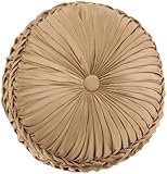 Crocill Home Botticelli 15-Inch Smocked Round Tambourine Pillow, Taupe