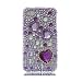 Premium Bling Luxurious Design Diamond Crystal Snap-on Case for Apple iPhone 4S, iPhone4, Large Purple Hearts
