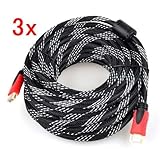 Neewer 3x Mesh Black Premium M/M Gold 50 ft Long HDMI Cable For PS3 1080p 7 ....