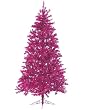 7.5' Sparkling Fuschia Pre-Lit Laser Tinsel Artificial Christmas Tree