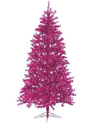 7.5' Sparkling Fuschia Pre-Lit Laser Tinsel Artificial Christmas Tree