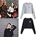 Fedi Apparel Womens Long Sleeve Hoodie Pullover Blouse Pattern Sweatshirt Grey