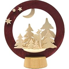 Holz Bastelset 3-D - Reh im Winterwald dunkelrot Sockelring - natur Weihnachten