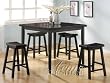Gaucho 5pc Dark Walnut Finish Counter Height Table and Stool Set By Acme Furniture