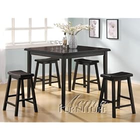 5 pc pack Dark walnut finish wood counter height bar table and stools by Bar Stools