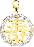 14k Gold Diamond Chinese Happiness Charm (1/10 cttw)