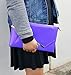 BMC Fashionably Chic Hot Rod Red Faux Leather Gold Metal Accent Envelope Style Statement Clutch