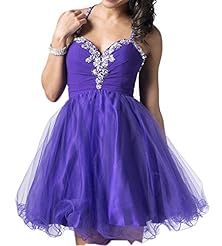 Crystal Beaded Backless Halter Cocktail Short Satin/Tulle Evening Dress/Homecoming Dress/Prom Dress/Wedding Party Dress 