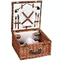 Household Essentials ML-2654 Woven-Willow Square-Shaped 2-Person Picnic-Basket Set