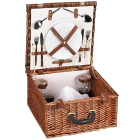 Household Essentials ML-2654 Woven-Willow Square-Shaped 2-Person Picnic-Basket Set