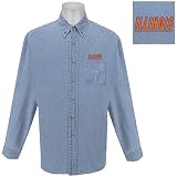 Illinois Fighting Illini NCAA Denim Long Sleeve Button-Down Shirt (Blue)