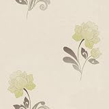 Rasch 203226 Papiertapete Blumen als Panel beige-gr&uuml;n