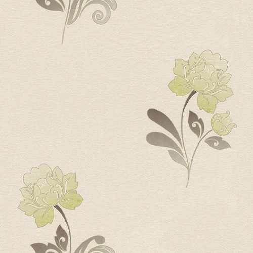 Rasch 203226 Papiertapete Blumen als Panel beige-gr&uuml;n