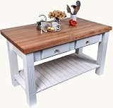 John Boos Grazzi Kitchen Island with Breakfast Bar, Alabaster