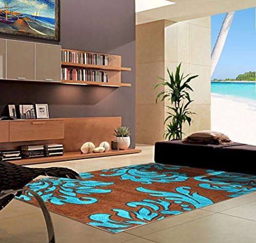 Homemusthaves-Hand Carved Vegas Rug Rugs Carpet New Leaf Turquoise (5X7)