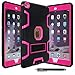 IPAD AIR 2 CASE, E LV iPad Air 2 Case Cover, Hybrid Dual Layer Armor Defender Protective Case Cover with 1 Black Stylus for iPad Air 2 -[BLACK/HOT PINK]