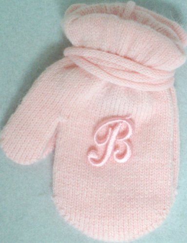 Pink One Size Magic Mitten with Customer Chosen Pink Monogrammed Letter for Infant Girls Ages 0-2 Years