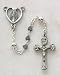 Hematite Heart Shaped Pewter First Communion Catholic 6MM Rosary Beads Necklace Religious Jewelry
