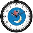 Hey Diddle Diddle - The Cow Jumped Over the Moon No.1 - from Mother Goose by Artist: Sylvia Long Wall Clock by WatchBuddy Timepieces (Slate Blue Frame)