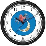 Hey Diddle Diddle - The Cow Jumped Over the Moon No.1 - from Mother Goose by Artist: Sylvia Long Wall Clock by WatchBuddy Timepieces (Slate Blue Frame)