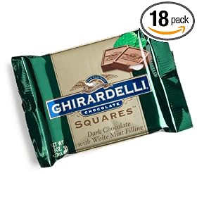 Ghirardelli Chocolate Squares Dark Chocolate with White Mint Filling, 1.3-Ounce Squares (Pack of 18)