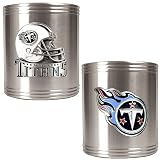 NFL Tennessee Titans Two Piece Stainless Steel Can Holder Set - Primary & Helmet Logo