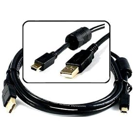 Gold-Series USB Digital Camera Mini-B 5pin Cable with Ferrite Core for AEGUS, ARCHOS, BlackBerry,... by Digtcom Ltd.