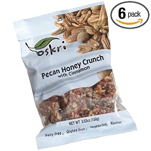 Oskri Pecan Honey Crunch with Raisins, 3.53-Ounce Bags (Pack of 6) by Oskri