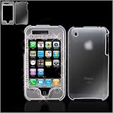 Apple Iphone 3G Trans Clear with White/Pink Diamond Protective Case