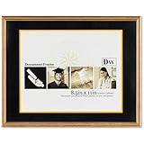 DAX Hardwood Document/Certificate Frame with Mat, 11 x 14 Inches, Antiqued Gold Leaf (1511T)