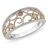 10K White and Pink Gold 0.06 CT TDW Pink and White Diamond Fashion Ring (G-H, I2-I3)