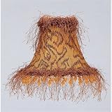 Shades - Chandelier Clip On Lamp Shade - Tan/Brown Suede with Corn Silk Fringe - B5509