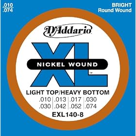D'Addario EXL140-8 8-String Electric Guitar Strings, Light Top/Heavy Bottom, 10-74