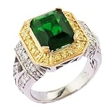 Image of Bold Emerald Two Tone Ring