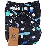 iZiv新生児1厚いおむつ付きオーガニック幼児防水/調整/再利用可能/洗えるポケット布おむつのフィット赤ちゃん0.5-3歳（メテオ）